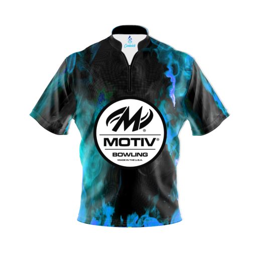 Motiv Blue Flame Quick Ship CoolWick Sash Zip Bowling Jersey