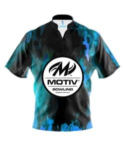 Motiv Blue Flame Quick Ship CoolWick Sash Zip Bowling Jersey