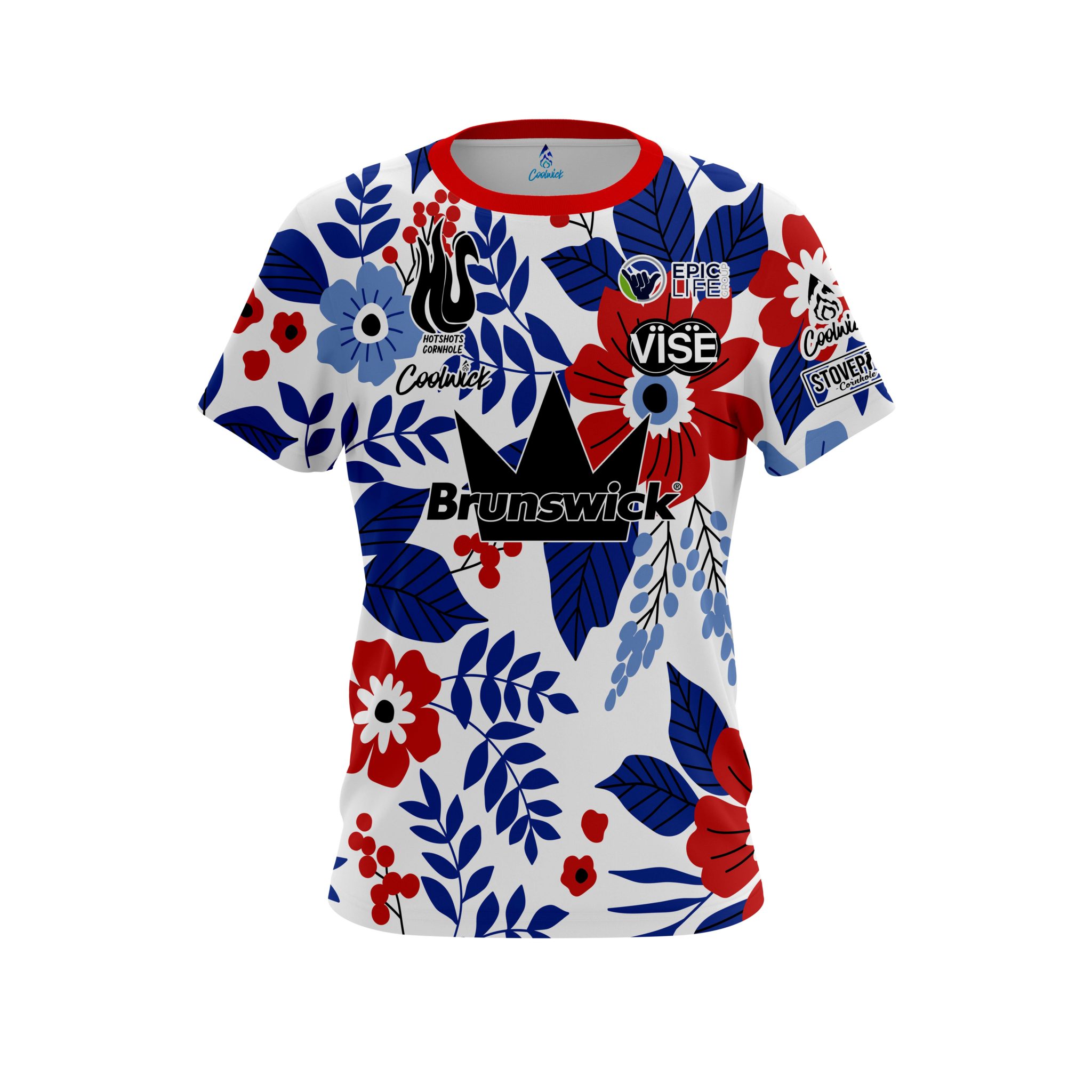 Breanna Clemmer Red White Blue Flowers CoolWick Bowling Jersey