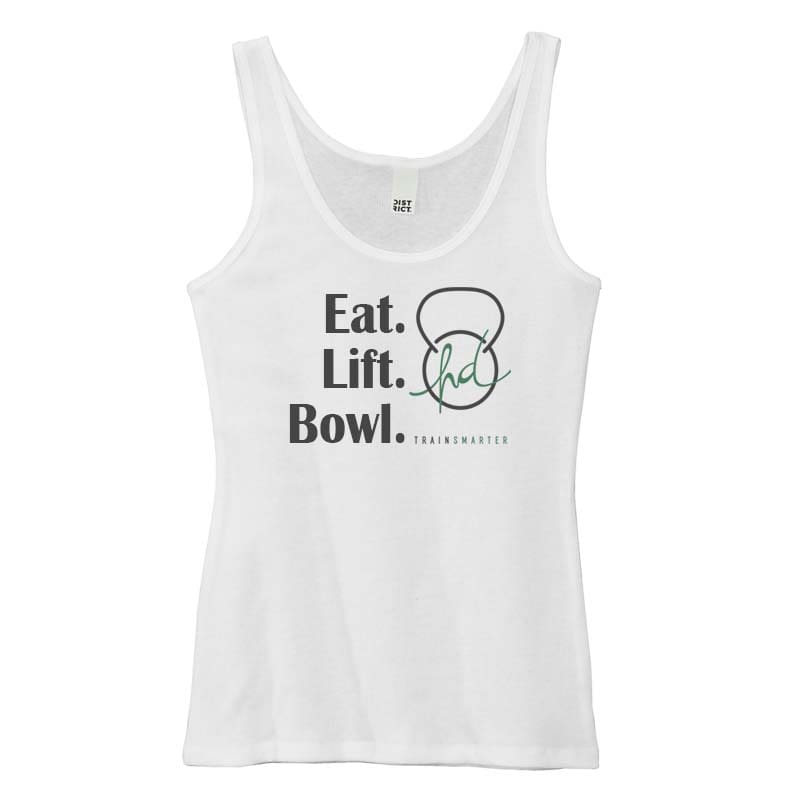 Eat Lift Bowl BowlFit Heather D'Errico Coolwick Women's Tank Top White Medium