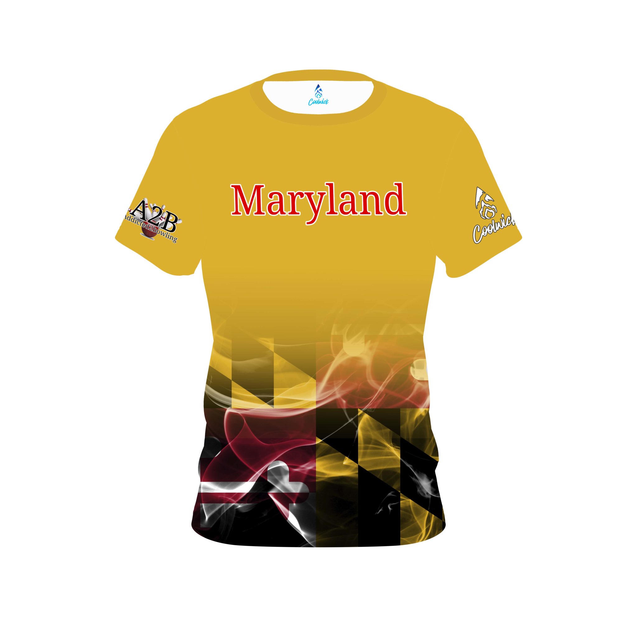 A2B Addicted2Bowling Jai Jones Gold MD Flag CoolWick Jersey