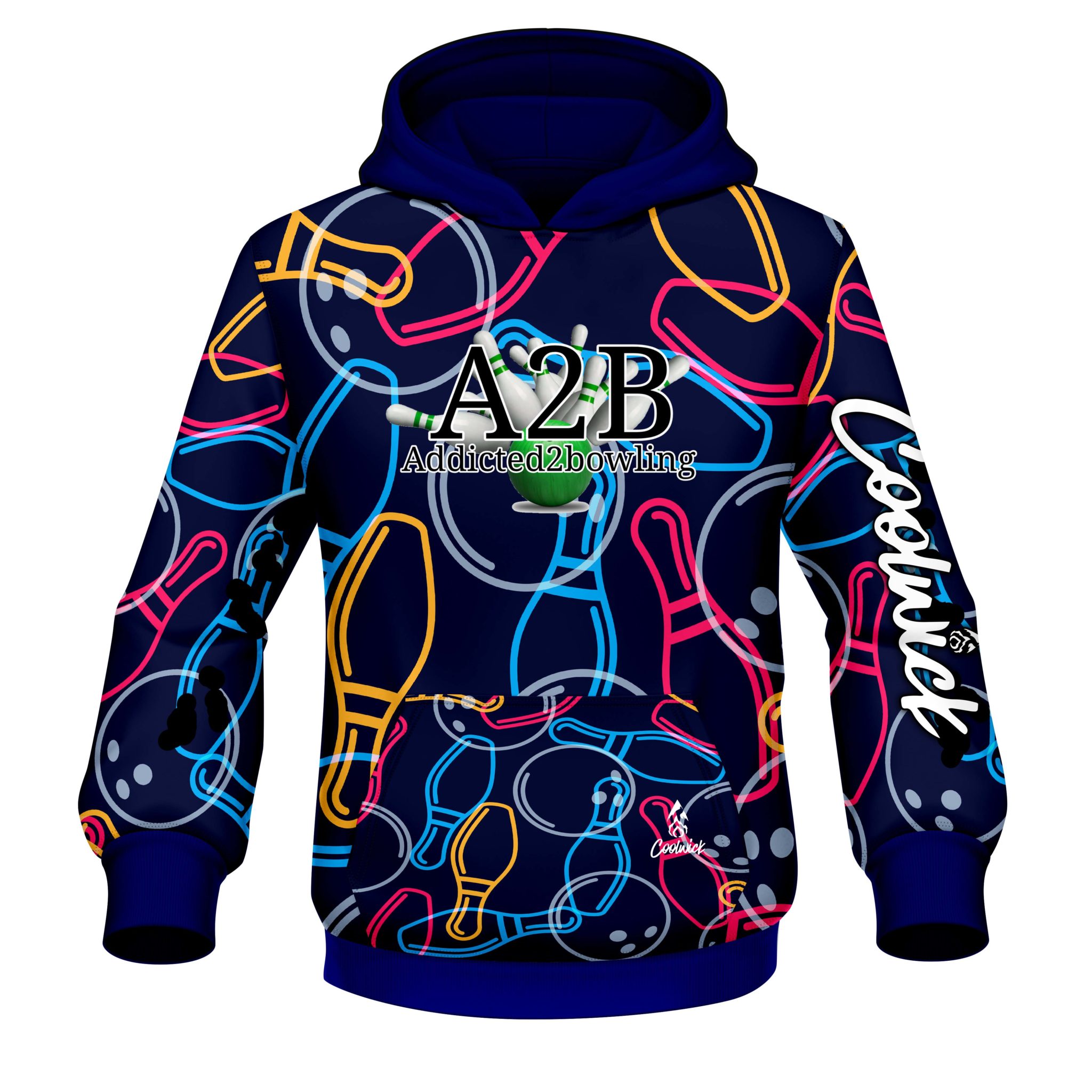 A2B Addicted2Bowling Jai Jones Pins Dye Sub CoolWick Hoodie