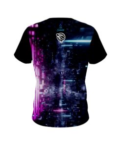 Alternative view of 12Bagger Futuristic Neon Waves CoolWick Bowling Jersey