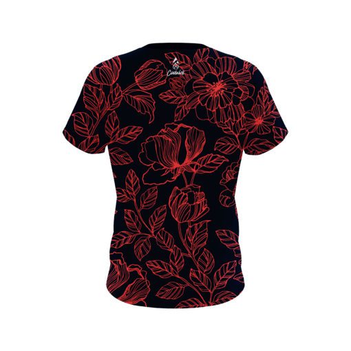 12Bagger Bowling Navy Red Flower Tattoo Coolwick Jersey - Image 2