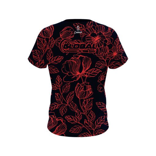 900 Global Navy Red Flower Tattoo CoolWick Bowling Jersey - Image 2