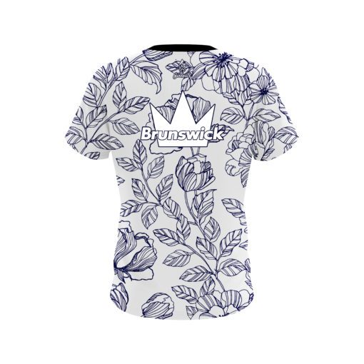 Brunswick Navy Flower Tattoo CoolWick Bowling Jersey - Image 2