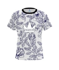 Brunswick Navy Flower Tattoo CoolWick Bowling Jersey