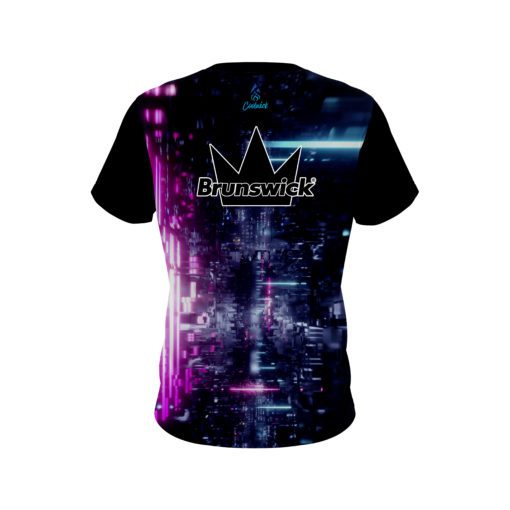 Brunswick Futuristic Neon Waves CoolWick Bowling Jersey - Image 2