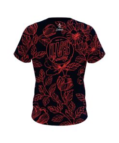 Alternative view of DV8 Navy Red Flower Tattoo CoolWick Bowling Jersey