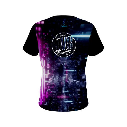 DV8 Futuristic Neon Waves CoolWick Bowling Jersey - Image 2