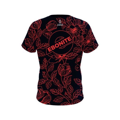 Ebonite Navy Red Flower Tattoo CoolWick Bowling Jersey - Image 2