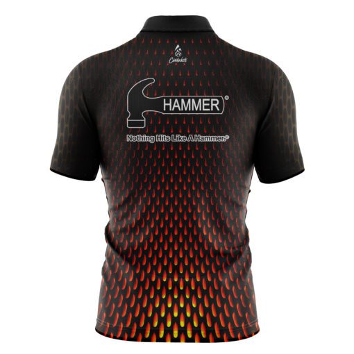 Hammer Fire Mesh Quick Ship CoolWick Sash Zip Bowling Jersey - Image 2