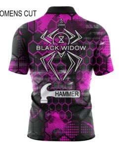 Alternative view of Hammer Black Widow Pink Honeycomb Womens Quick Ship CoolWick Sash Zip Bowling Jersey