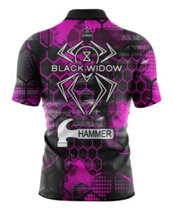 Alternative view of Hammer Black Widow Pink Honeycomb Quick Ship CoolWick Sash Zip Bowling Jersey