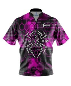 Hammer Black Widow Pink Honeycomb Quick Ship CoolWick Sash Zip Bowling Jersey