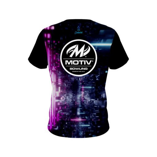 Motiv Futuristic Neon Waves CoolWick Bowling Jersey - Image 2
