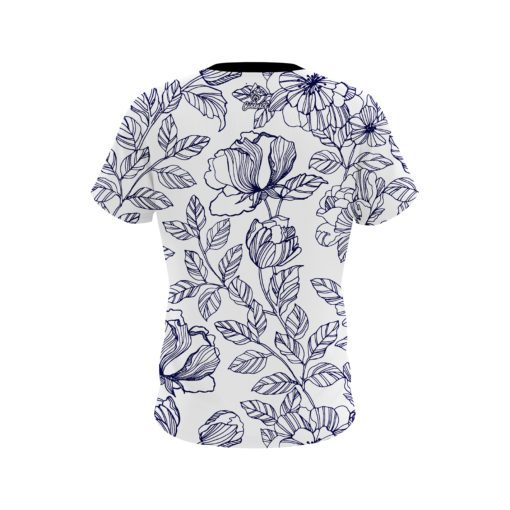 Plain Navy Flower Tattoo CoolWick Bowling Jersey - Image 2