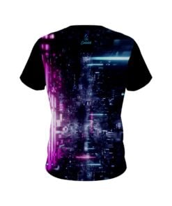 Alternative view of Plain Futuristic Neon Waves CoolWick Bowling Jersey