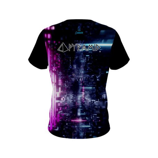 Pyramid Futuristic Neon Waves CoolWick Bowling Jersey - Image 2