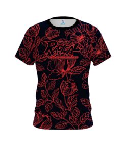 Radical Navy Red Flower Tattoo CoolWick Bowling Jersey