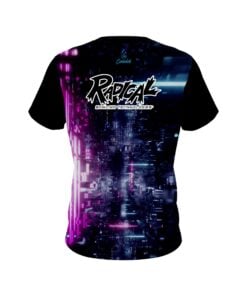 Alternative view of Radical Futuristic Neon Waves CoolWick Bowling Jersey