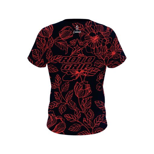 Roto Grip Navy Red Flower Tattoo CoolWick Bowling Jersey - Image 2