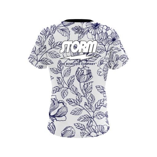 Storm Navy Flower Tattoo CoolWick Bowling Jersey - Image 2