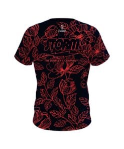 Alternative view of Storm Navy Red Flower Tattoo CoolWick Bowling Jersey