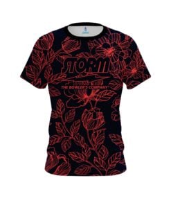 Storm Navy Red Flower Tattoo CoolWick Bowling Jersey