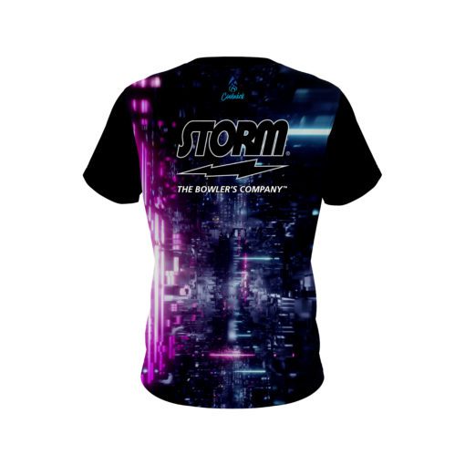 Storm Futuristic Neon Waves CoolWick Bowling Jersey - Image 2
