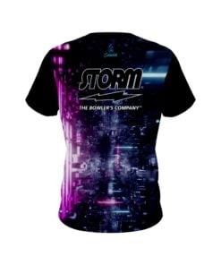 Alternative view of Storm Futuristic Neon Waves CoolWick Bowling Jersey