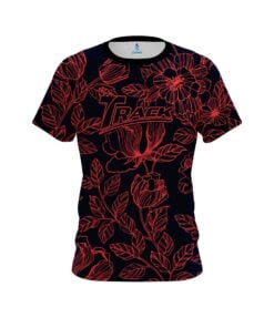 Track Navy Red Flower Tattoo CoolWick Bowling Jersey