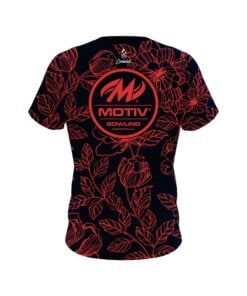 Alternative view of Motiv Navy Red Flower Tattoo CoolWick Bowling Jersey