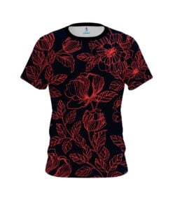 Plain Navy Red Flower Tattoo CoolWick Bowling Jersey