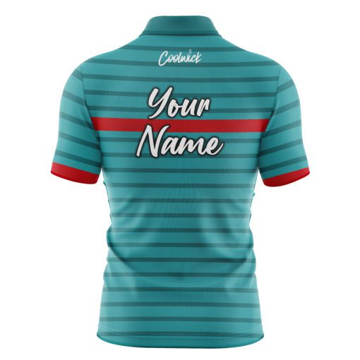 CoolWick Elite Red Stripe Aqua Sash Zip Jersey - Image 2