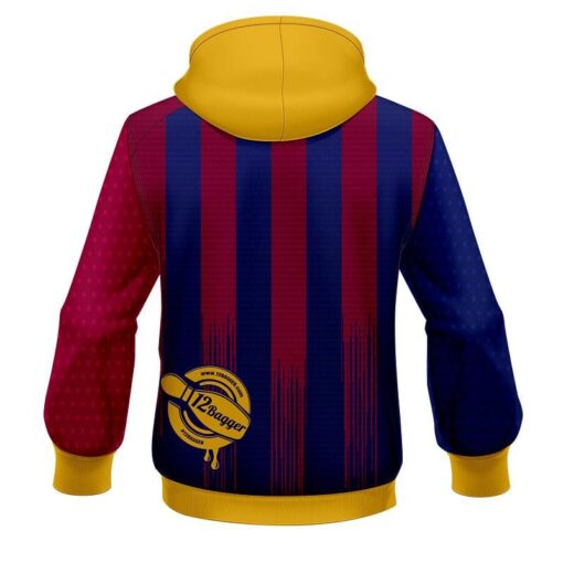 12Bagger Bowling Burgundy Stripes CoolWick Dye-Sub Hoodie - Image 2