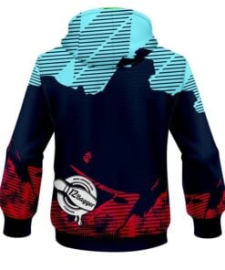 Alternative view of 12Bagger Bowling Strikers Jagged Blue and Pink CoolWick Dye-Sub Hoodie