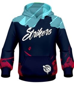 12Bagger Bowling Strikers Jagged Blue and Pink CoolWick Dye-Sub Hoodie