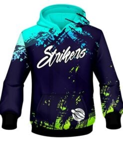 12Bagger Bowling Strikers Jagged Blue and Green CoolWick Dye-Sub Hoodie