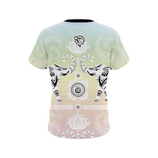 12Bagger Bowling Tribal Elephants Pastel Rainbow Coolwick Jersey - Image 2