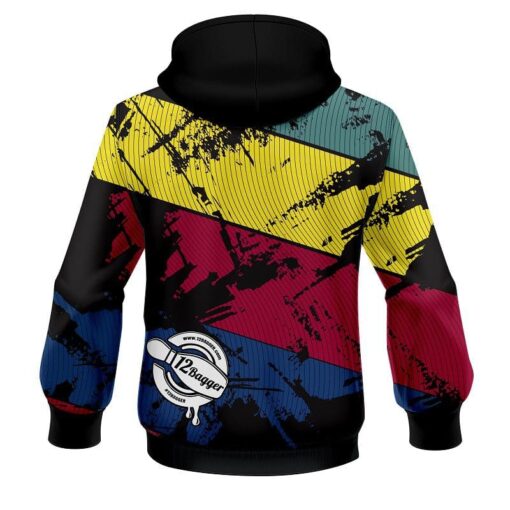 12Bagger Bowling Strikers Quad Stripe CoolWick Dye-Sub Hoodie - Image 2