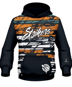 12Bagger Bowling Strikers Shattered Orange and Teal CoolWick Dye-Sub Hoodie