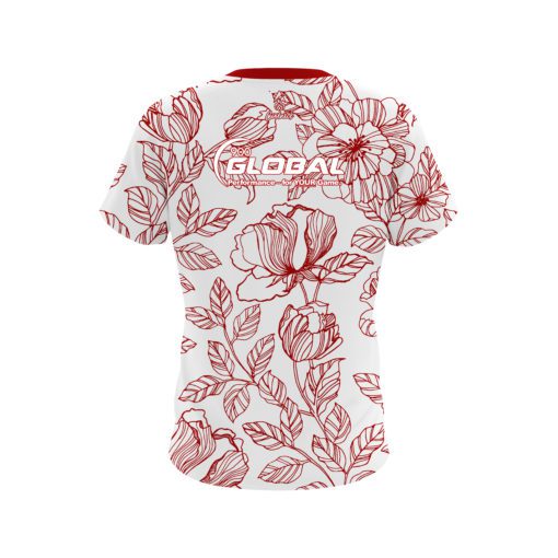 900 Global Red Flower Tattoo CoolWick Bowling Jersey - Image 2