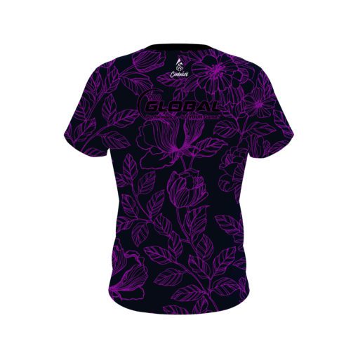 900 Global Navy and Violet Flower Tattoo CoolWick Bowling Jersey - Image 2