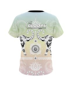 Alternative view of 900 Global Tribal Elephants Pastel Rainbow CoolWick Bowling Jersey