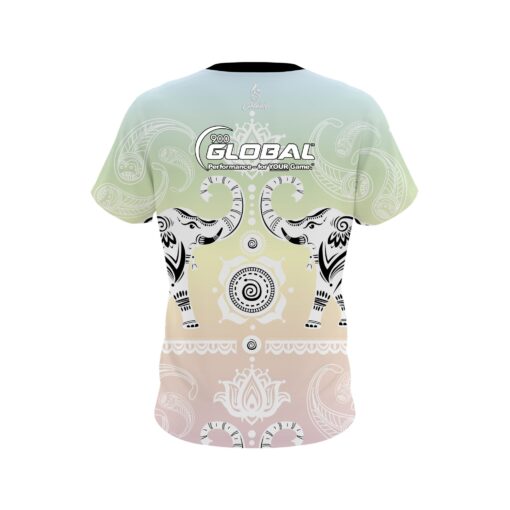 900 Global Tribal Elephants Pastel Rainbow CoolWick Bowling Jersey - Image 2