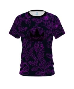 Brunswick Navy and Violet Flower Tattoo CoolWick Bowling Jersey