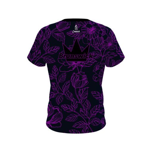 Brunswick Navy and Violet Flower Tattoo CoolWick Bowling Jersey - Image 2