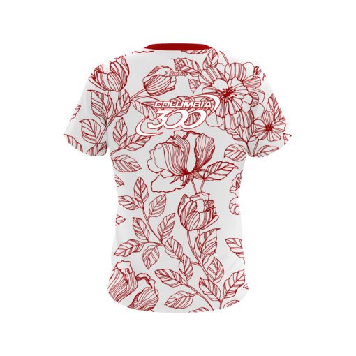 Columbia 300 Red Flower Tattoo CoolWick Bowling Jersey - Image 2