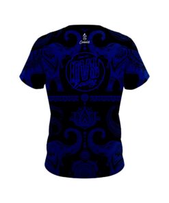 Alternative view of DV8 Tribal Elephants Blue and Black CoolWick Bowling Jersey